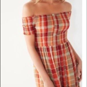 Smocked Off-The-Shoulder Midi Dress